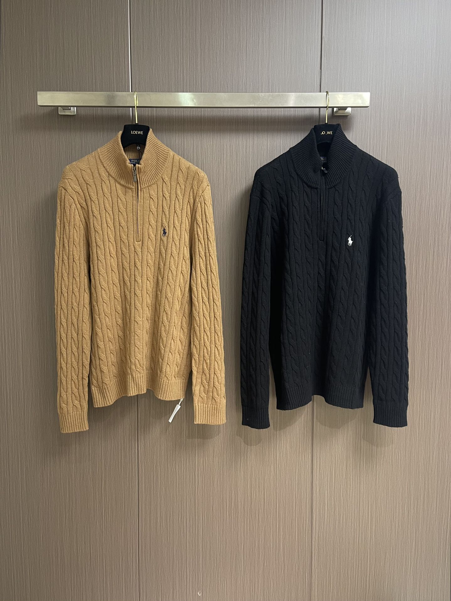 RAlP🆕H LAUREN 拉夫半拉链纯色小马刺绣logo麻花针织毛衣，复古学院风 手感舒适度满分 承包