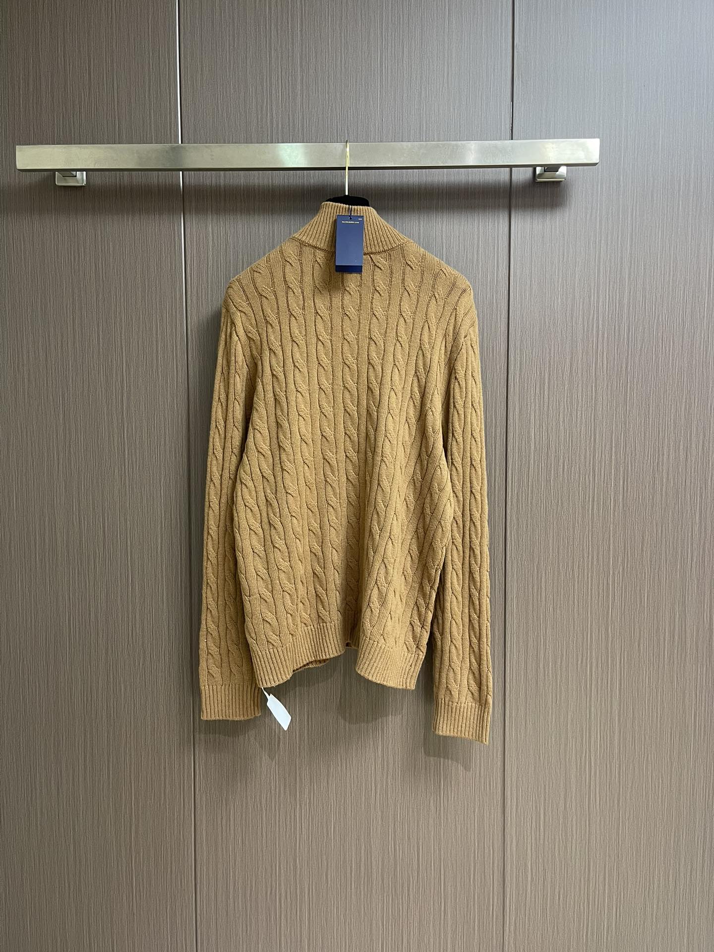 RAlP🆕H LAUREN 拉夫半拉链纯色小马刺绣logo麻花针织毛衣，复古学院风 手感舒适度满分 承包