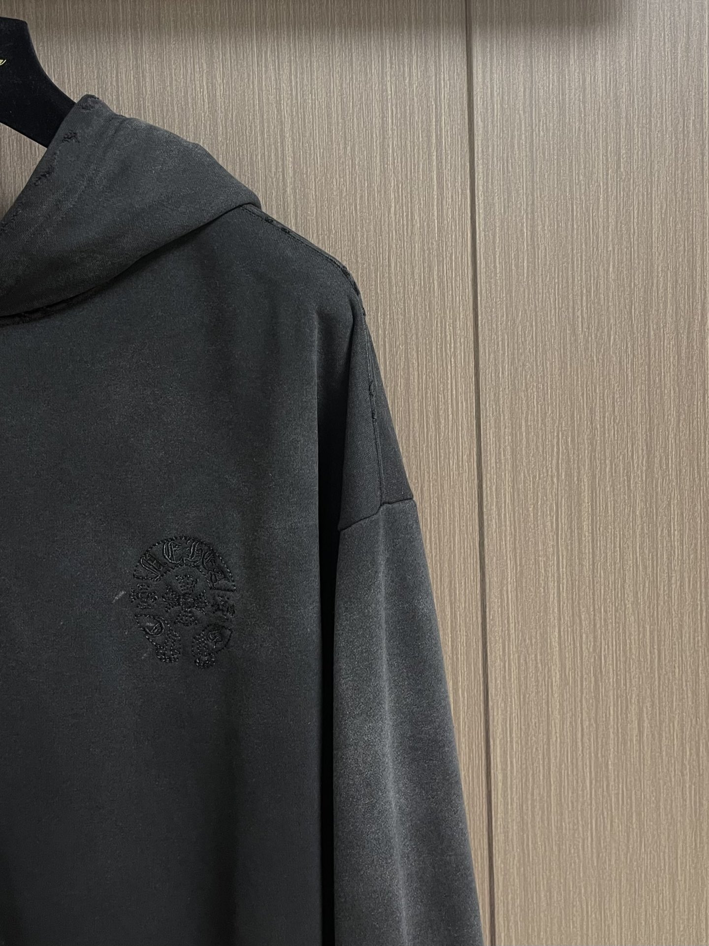 Chrome Hearts CH 克罗心 2025SS美式酸洗做旧激光烧花贴布绣情侣休闲连帽卫衣，定制面