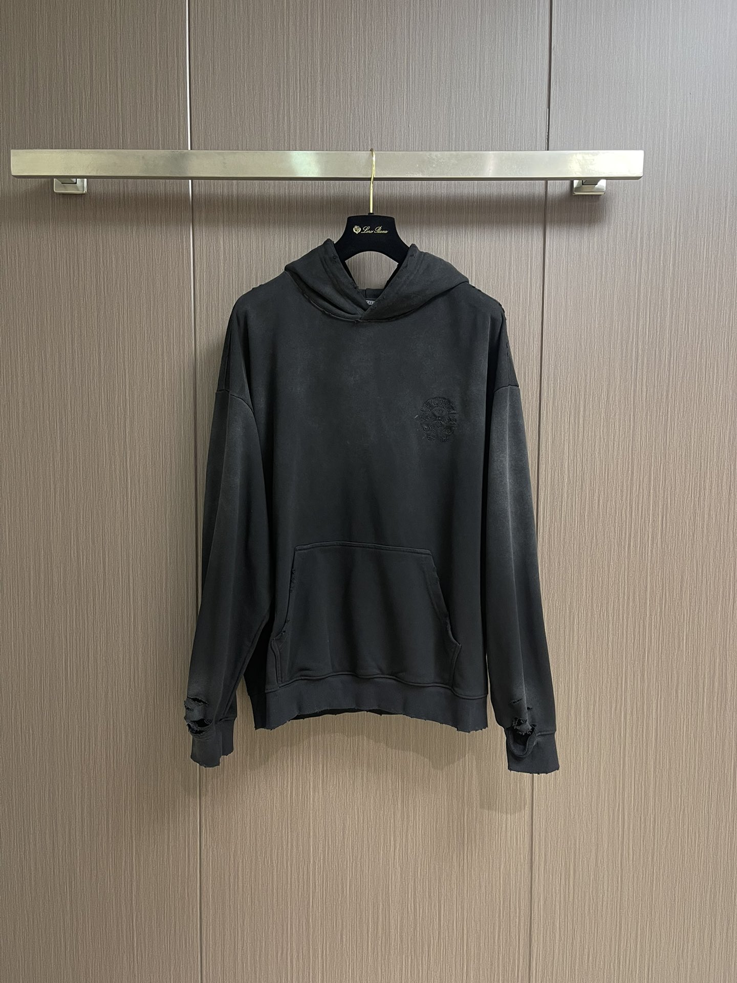 Chrome Hearts CH 克罗心 2025SS美式酸洗做旧激光烧花贴布绣情侣休闲连帽卫衣，定制面