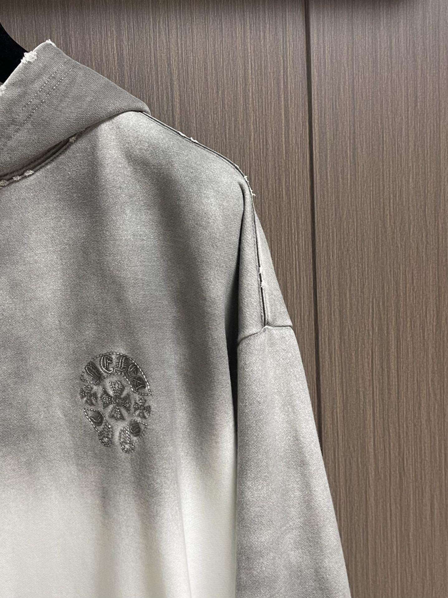 Chrome Hearts CH 克罗心 2025SS美式酸洗做旧激光烧花贴布绣情侣休闲连帽卫衣，定制面