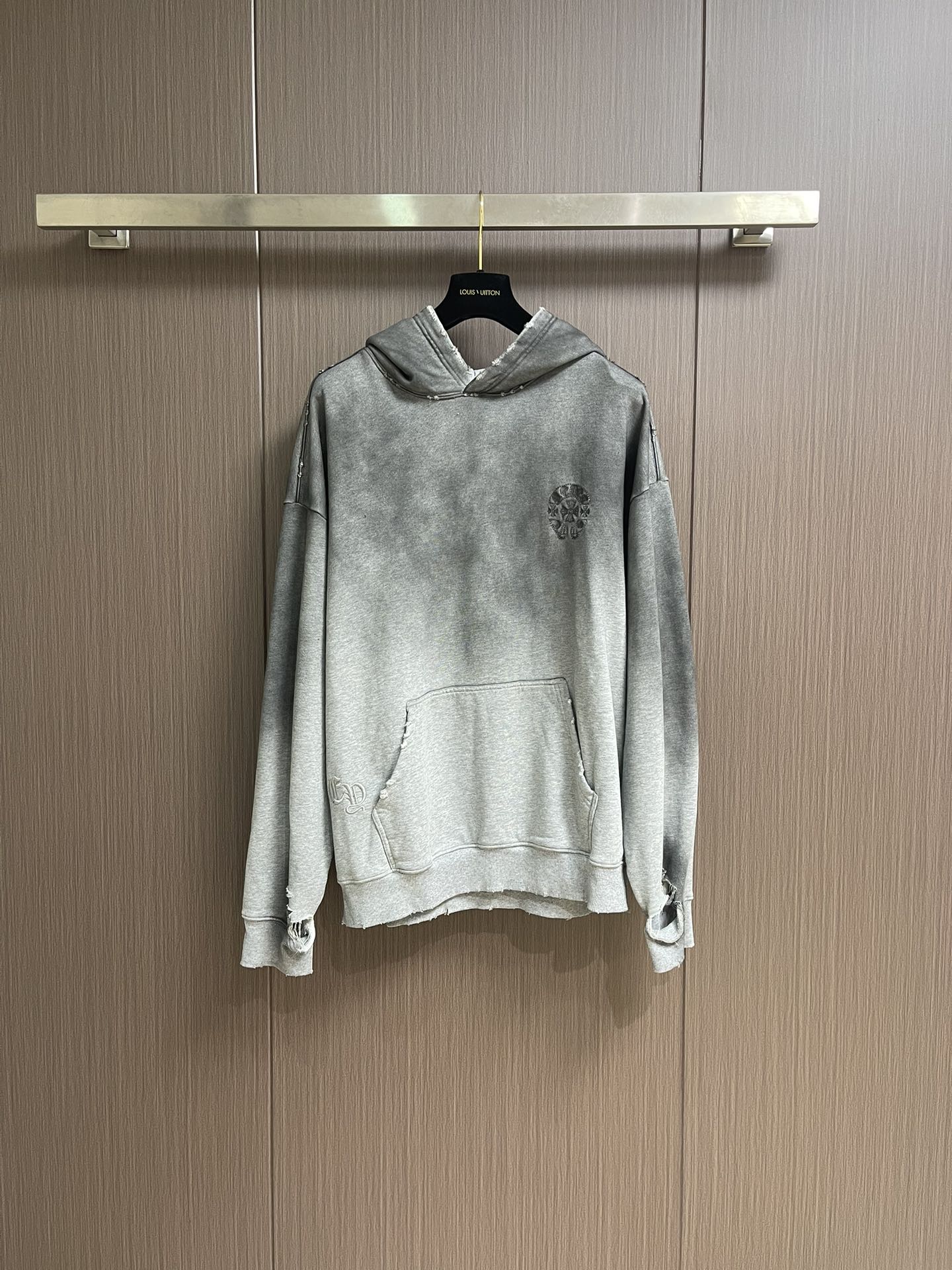 Chrome Hearts CH 克罗心 2025SS美式酸洗做旧激光烧花贴布绣情侣休闲连帽卫衣，定制面