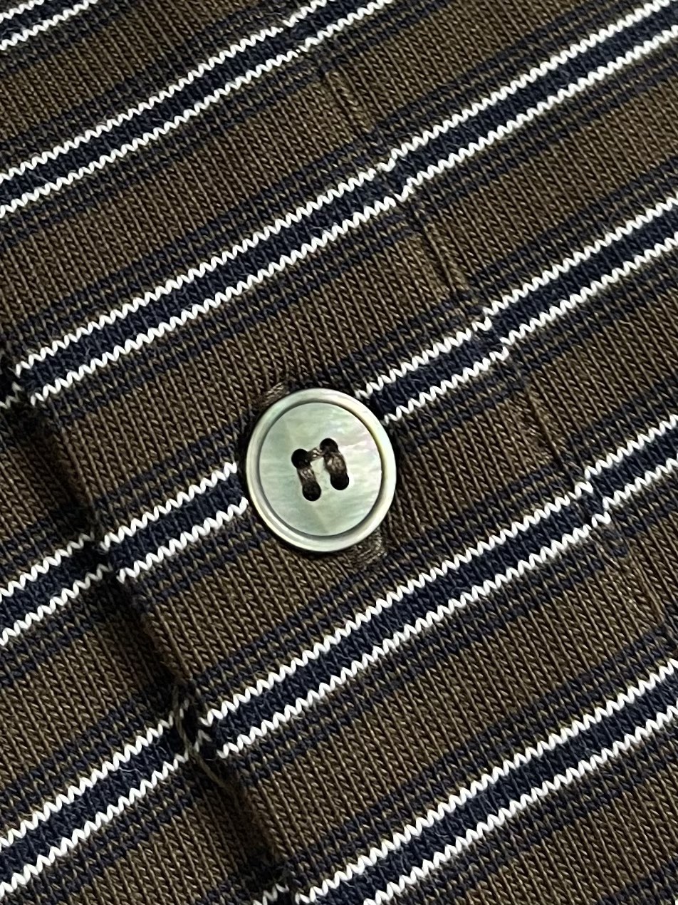 Prada 2025SS新款条纹POLO衫，这款POLO衫采用客供面料制作而成，撞色条纹款式增加款式的时