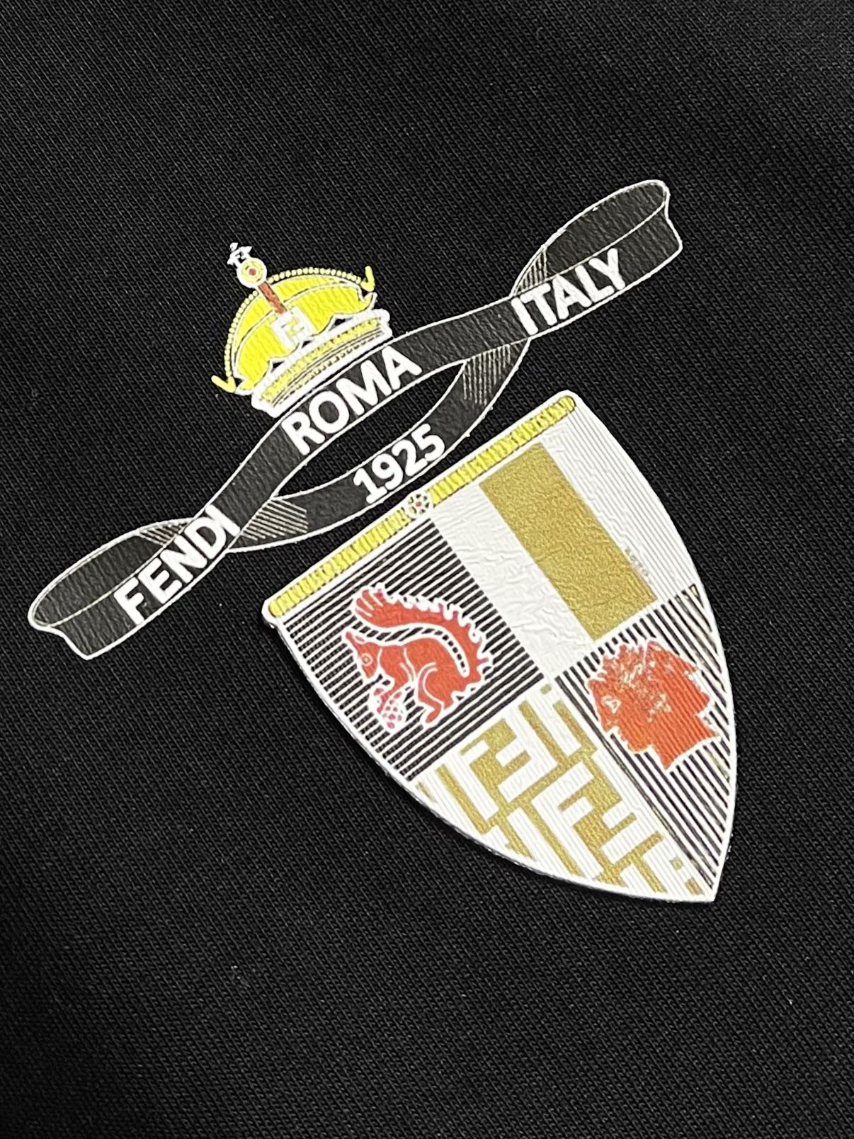 FENDI 2025SS早秋盾牌标识印花圆领长袖t恤，进口原版面料，顶级印花工艺字母图案logo，独特设