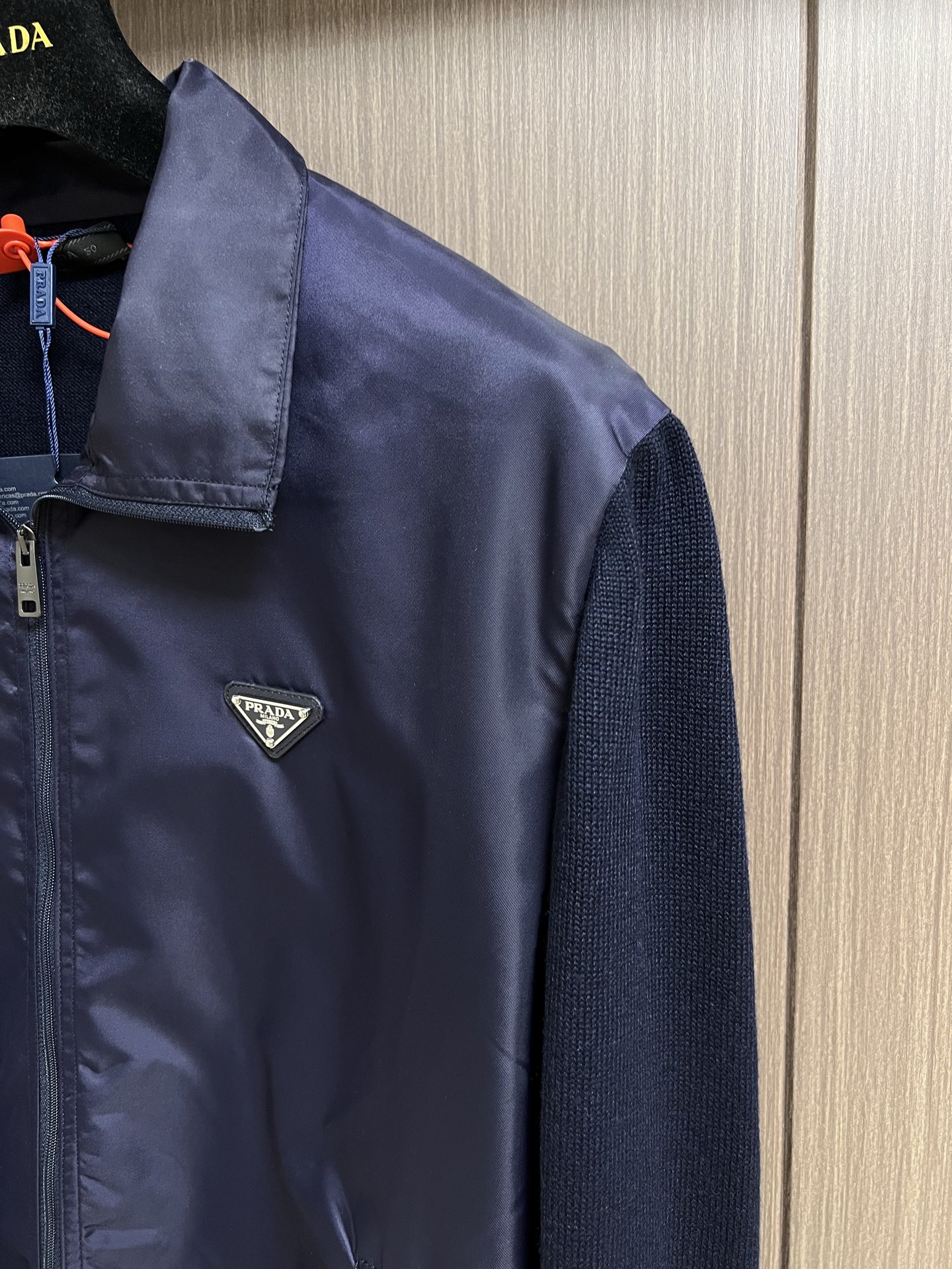 Prada Navy Knit Panel Nylon Jacket with Triangle Logo 5 i1760416836988 9137 0 3