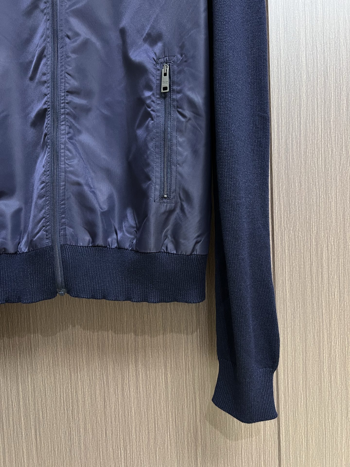 Prada Navy Knit Panel Nylon Jacket with Triangle Logo 8 i1760416838383 4171 0 6