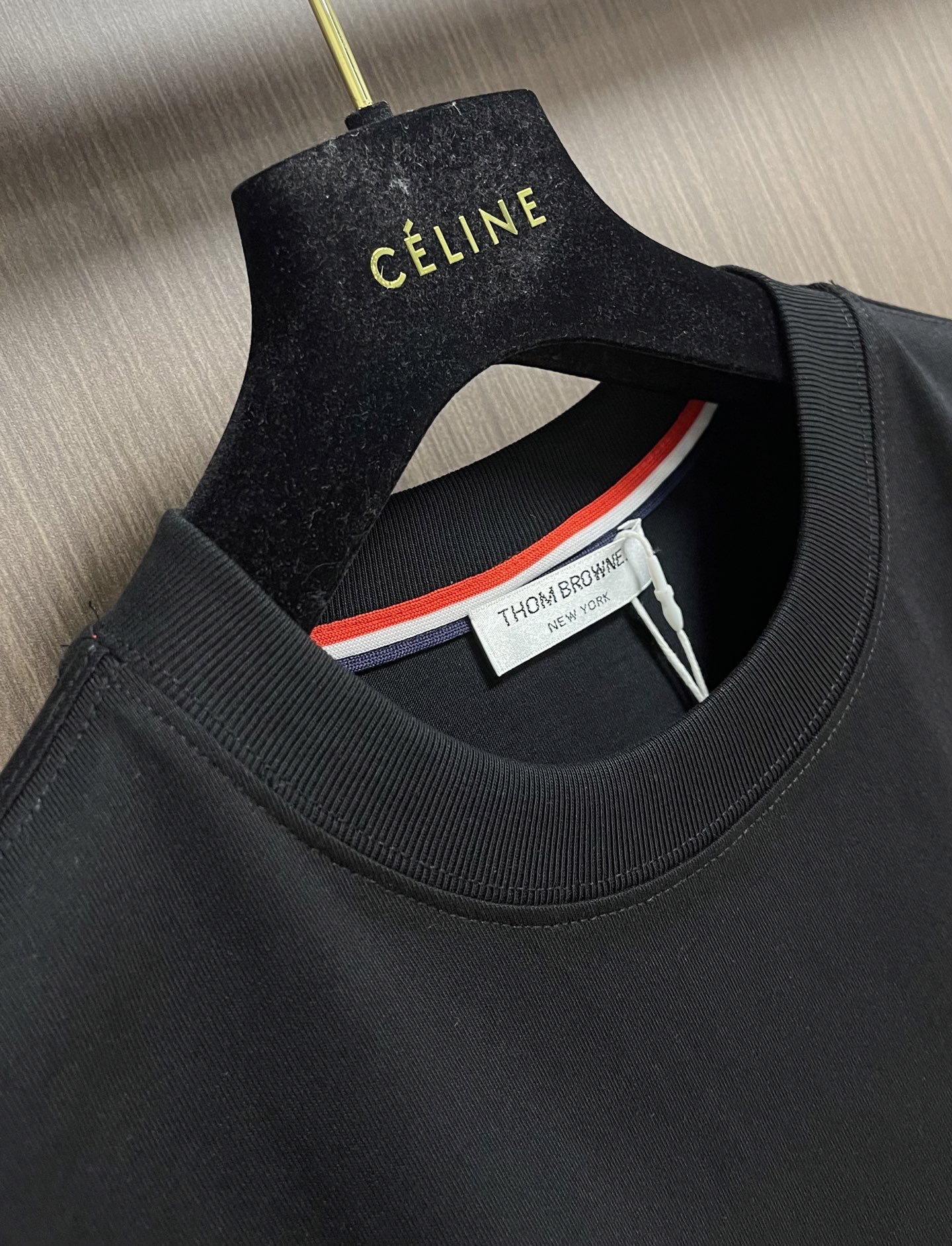 Thom Browne TB 2026ss网球印花标识圆领短袖T恤 230克精馏纯棉料，定制纯棉编机领 
