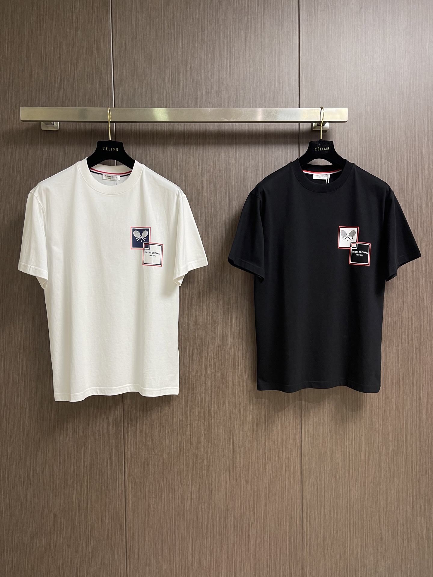 Thom Browne TB 2026ss网球印花标识圆领短袖T恤 230克精馏纯棉料，定制纯棉编机领 
