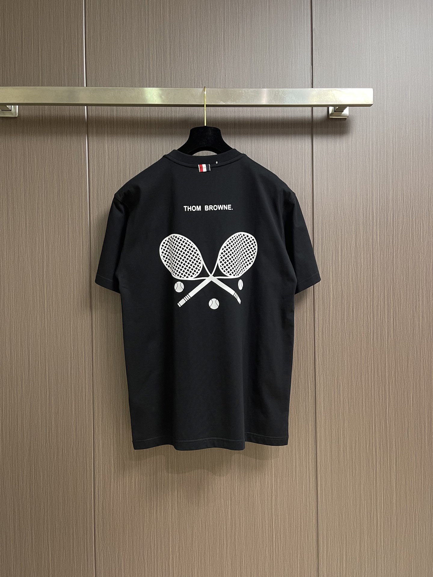 Thom Browne TB 2026ss网球印花标识圆领短袖T恤 230克精馏纯棉料，定制纯棉编机领 