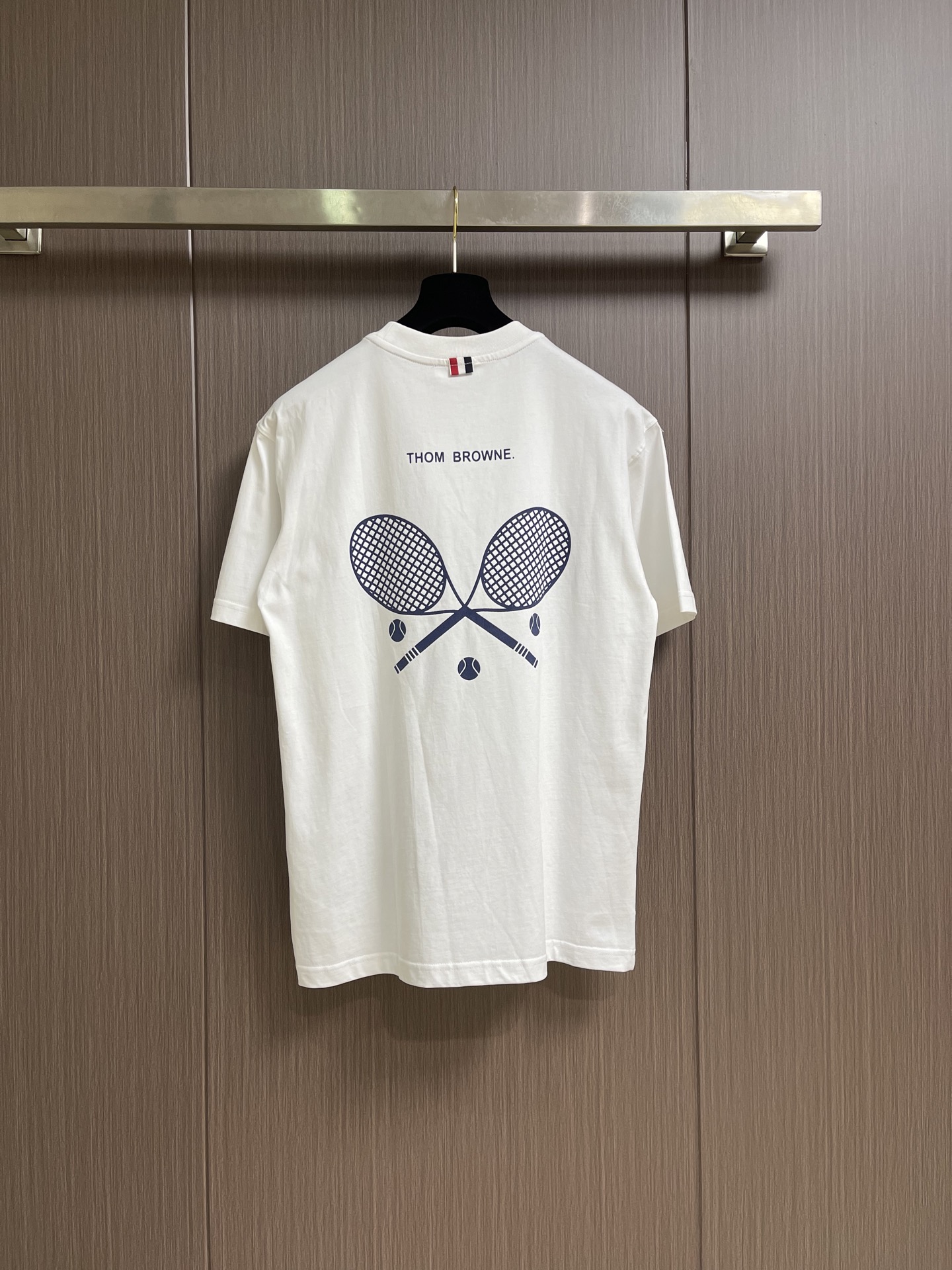 Thom Browne TB 2026ss网球印花标识圆领短袖T恤 230克精馏纯棉料，定制纯棉编机领 