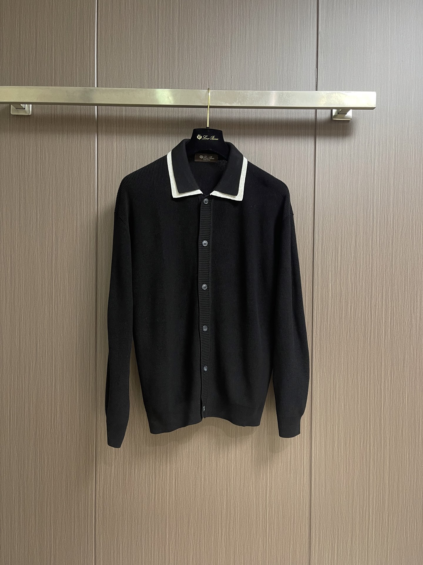 Loro Piana Black Contrast Collar Cardigan