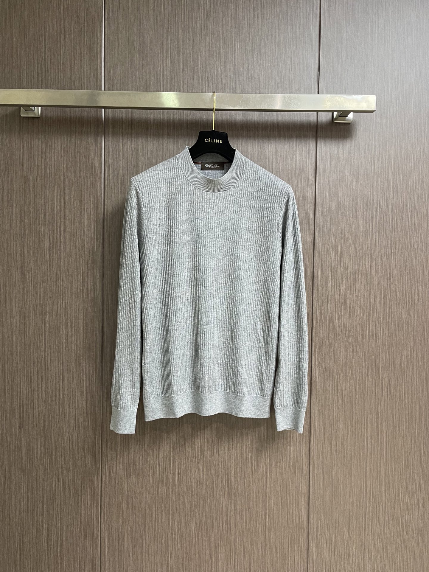 Loro Piana Gray Textured Crewneck Sweater