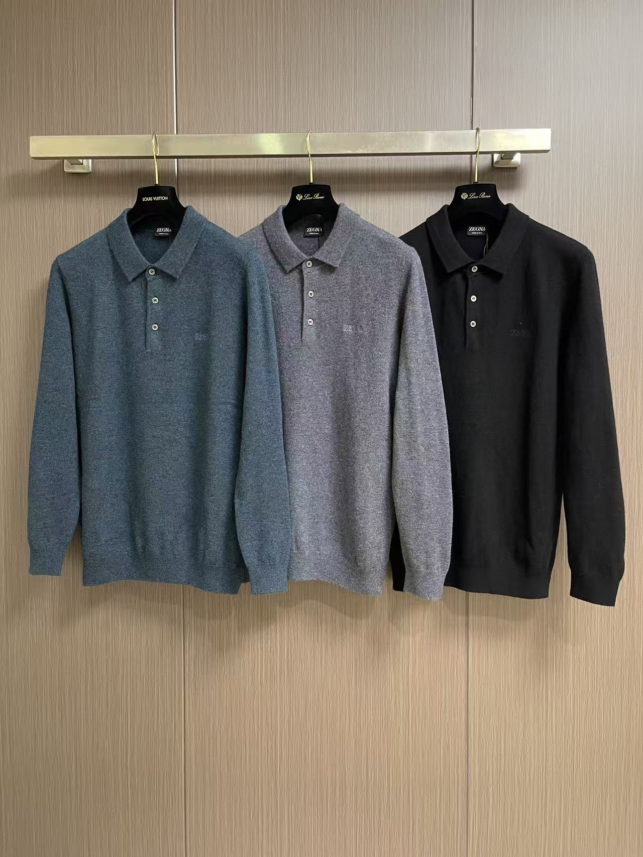 Zegna 老钱风男士Polo针织上衣，触感软糯温润，100%绵羊毛 上身轻盈保暖，透气不闷，自带高级柔和光泽。经典Po