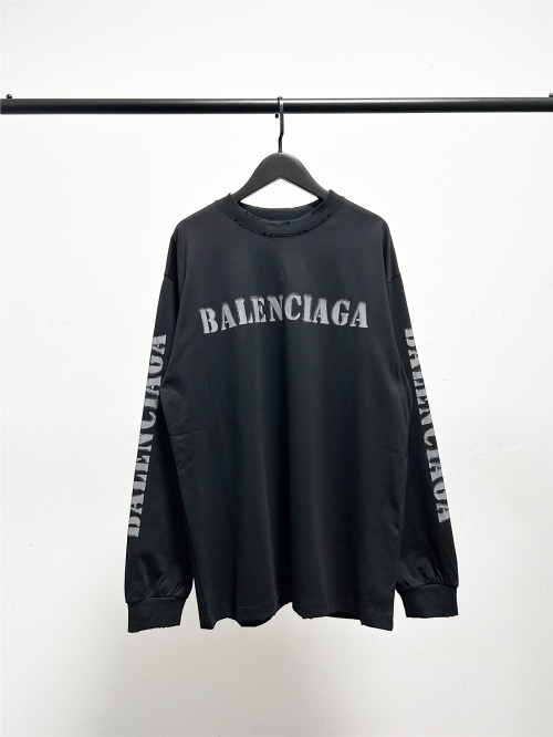 Balenciaga Men's/Women's Distressed Logo Print Long Sleeve T-Shirt 1 Balenciaga Men's/Women's Distressed Logo Print Long Sleeve T-Shirt