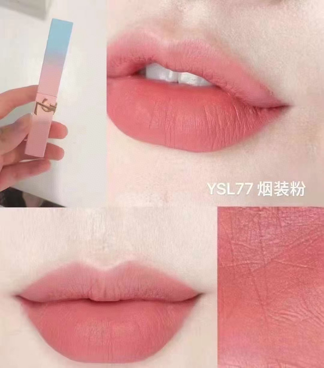 发215💰一支   （需要礼盒包装➕10）  
⭕️ ꫛꫀꪝ ❥&mdash;&mdash;❤上新➡ 专柜品质【2025新品YSL/圣罗兰马卡龙情人节限定渐变浮雕口红唇膏#1966红棕色、#77烟装粉】
🎁配专柜手提袋🛍 
❣️新款YSL圣罗兰马卡龙限定渐变口红 少女渐变蓝粉色，看一眼就能心动，不仅是外表，还是秋冬色号，上嘴整个就是氛围感～狠狠拿捏少女心❤️
现货2️⃣色：77#烟装粉-1966#红棕色
🌟圣罗兰渐变口红限定款马卡龙口红💄#77 烟装粉  超绝的木质调灰粉 薄涂是很日常的柔和杏粉色 通勤早八随手一涂都是嘎嘎嫩妹 厚涂是很馥郁的木质调烟灰粉 气场全开的清冷美人绝杀 薄涂显嫩 厚涂气质 这调色直戳我内心 指出一季的绝世美貌 可千万别错过 是涂一次之后就会被狠狠记住的色号 非常显白 质地丝滑

🌟圣罗兰渐变口红限定款马卡龙口红💄#1966红棕色 无法复刻的红棕 薄涂透橘调 自带元气感 厚涂飒爽红棕气场全开 显白天花板 黄皮锁死

❤ 男票们 闺蜜们 情人节💘送礼就送这款口红 让你的爱人美美的度过每一个瞬间 ^ _ ^ ️🥰