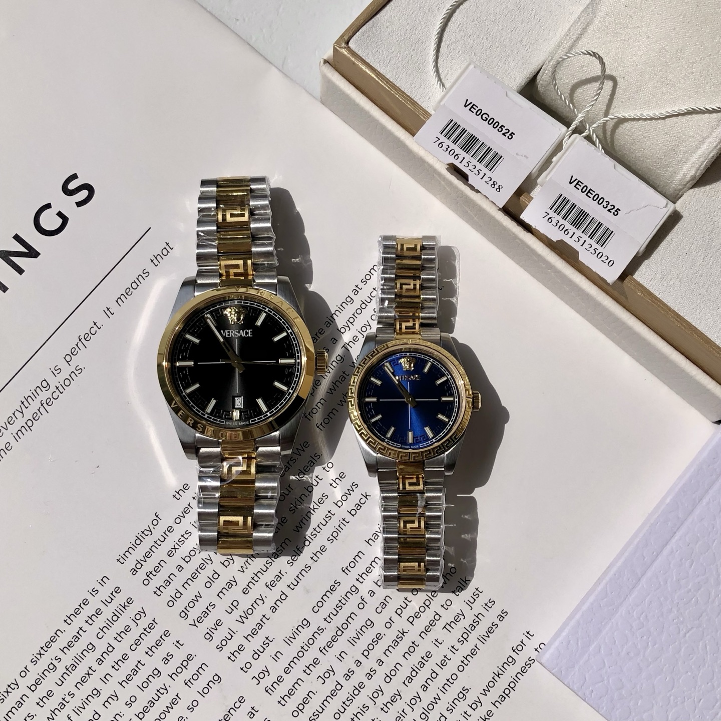 NO:765521,Versace couple model 2 gold and black plates, gold and sapphire blue plate,versace19860909范思哲 情侣款 2间金黑盘间金宝蓝盘,,versace,Watch