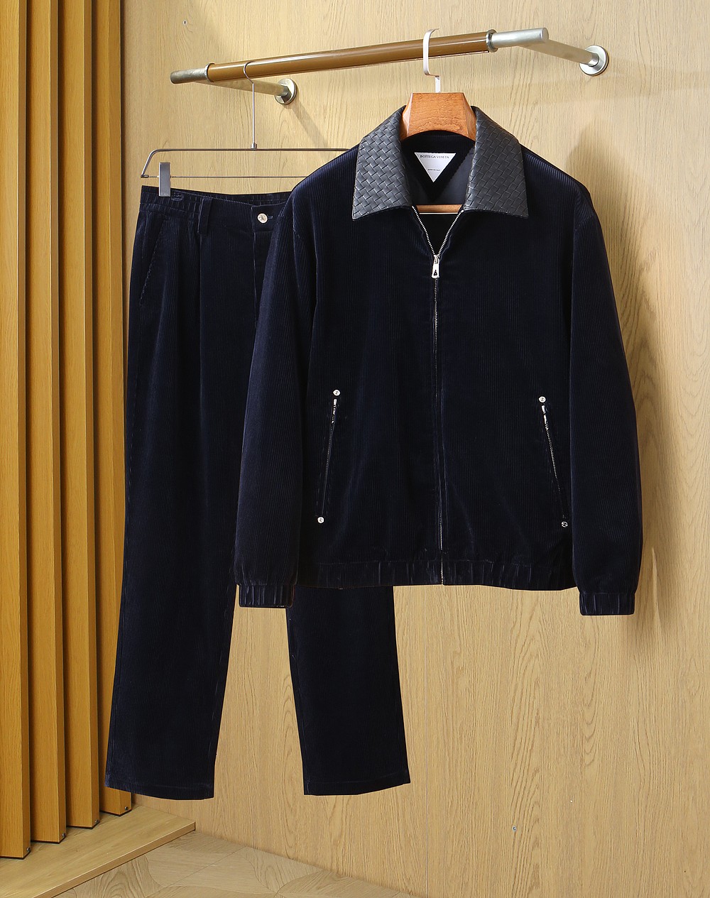 Bottega Veneta Navy Zip Jacket and Pants Set