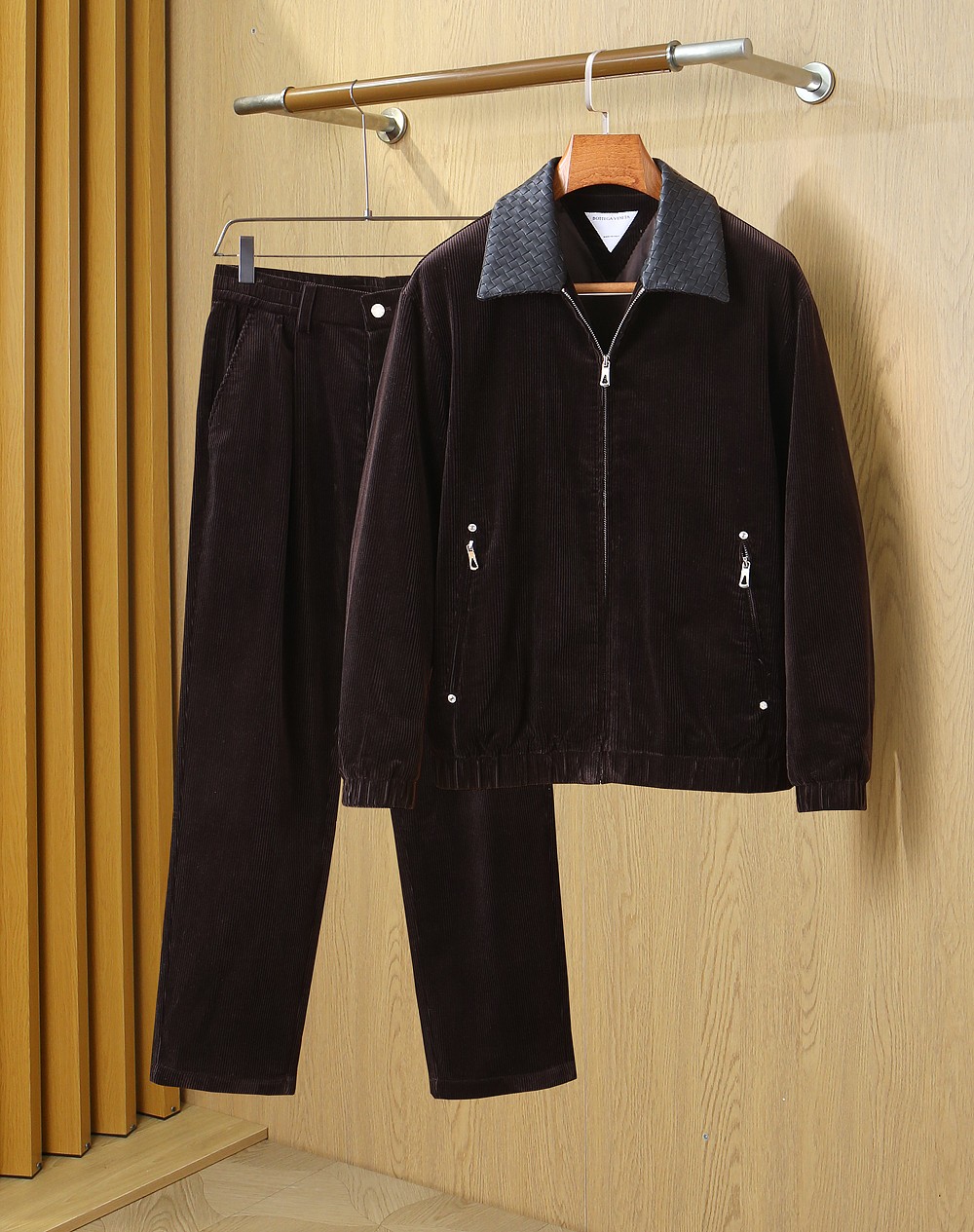 Bottega Veneta Brown Zip Jacket and Pants Set
