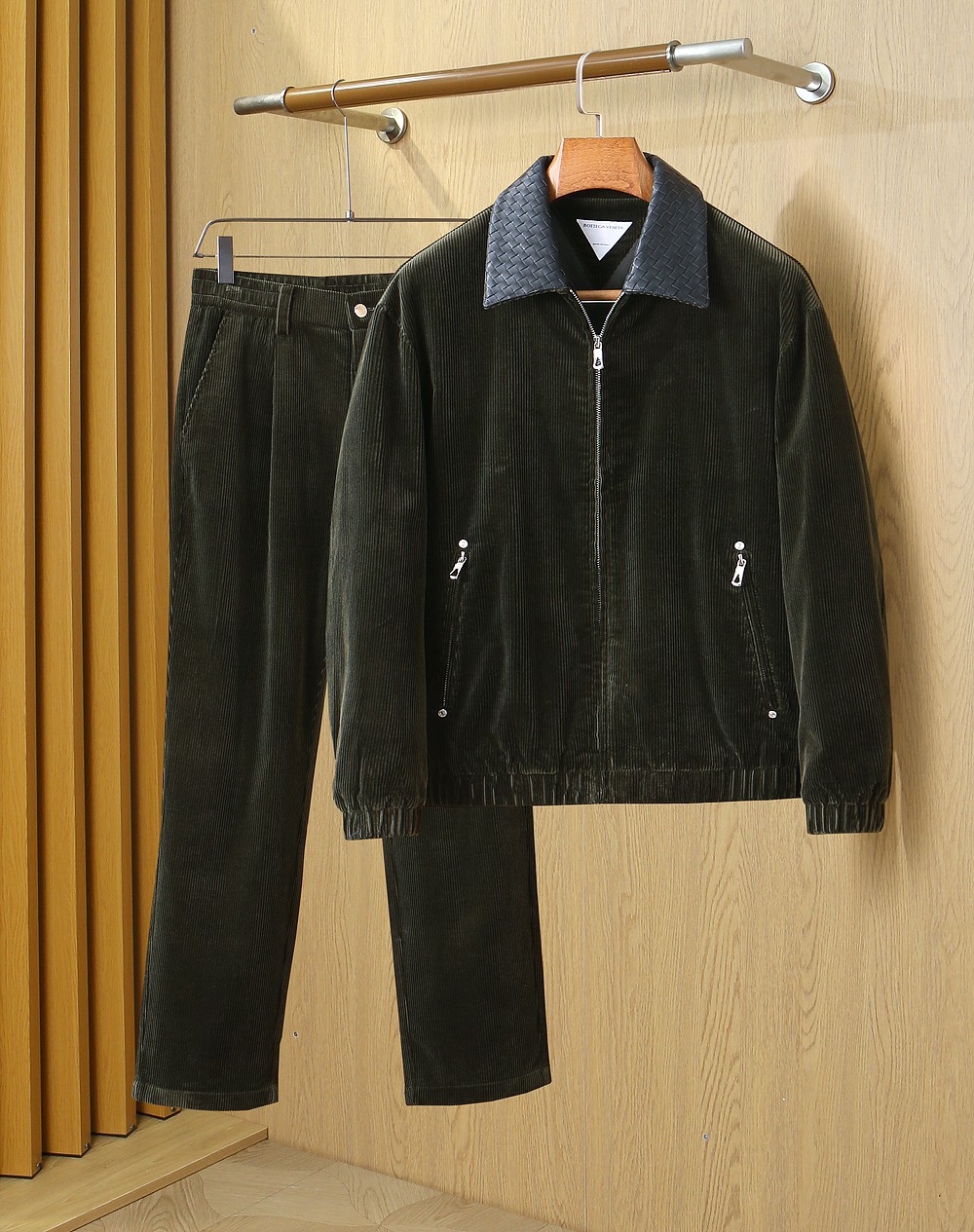 Bottega Veneta Green Zip Jacket and Pants Set