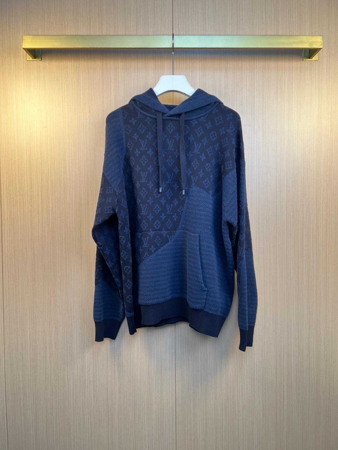 Louis Vuitton Monogram Jersey Hoodie Sweater Pullover Blue