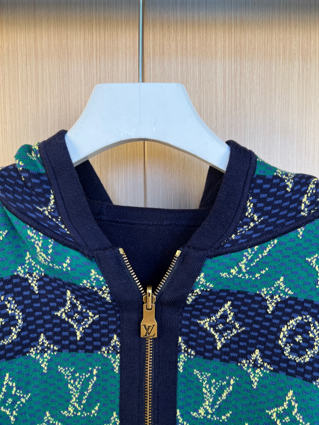 Louis Vuitton Monogram Jersey Zip-Up Hoodie, Green/Navy 3 o 1j7rtk3ag1l3q12p314fl87o53u1