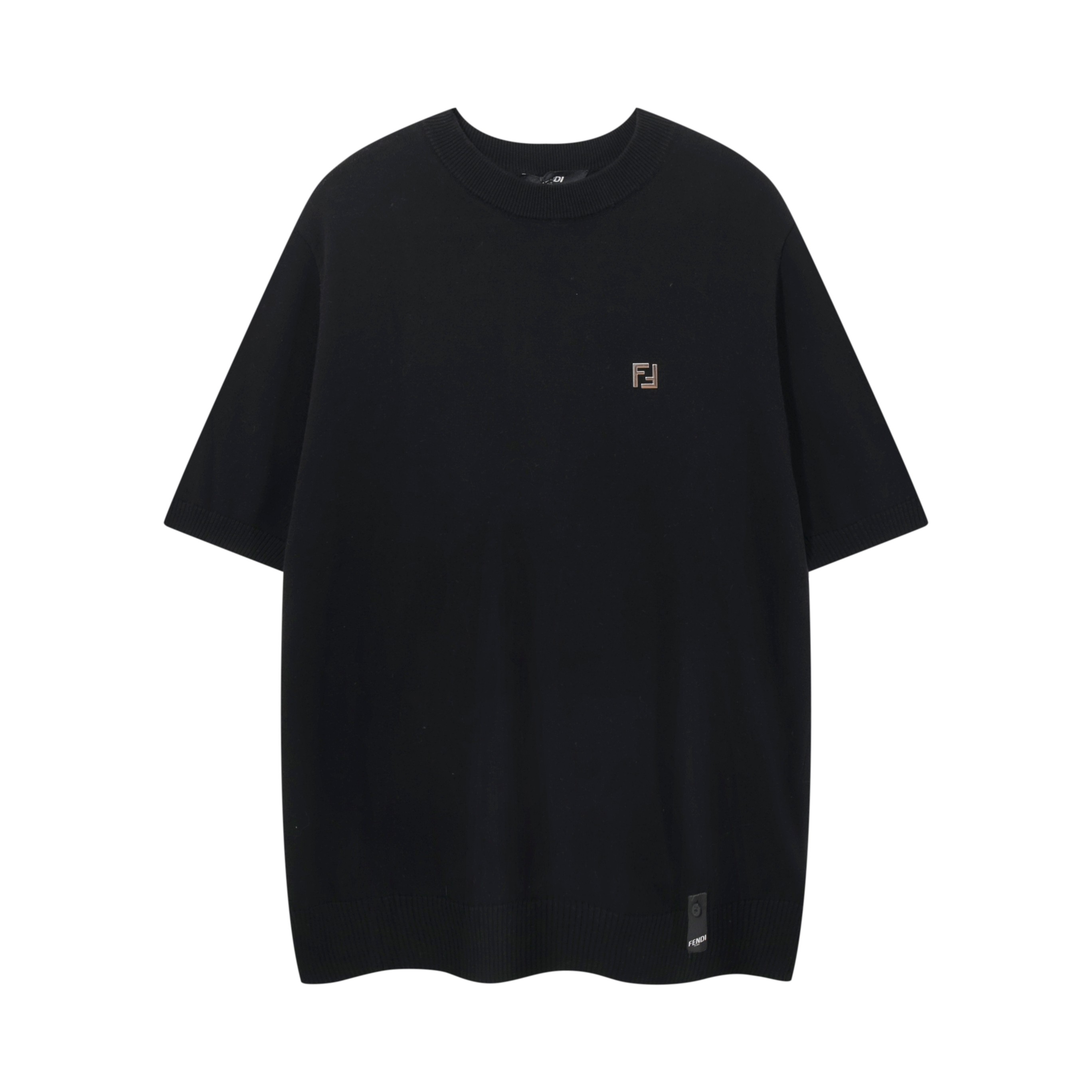 Nuevo artículo de alta calidad FENDI FD logotipo doble F tejido de punto manga corta camiseta, comprado por 8000, utili…