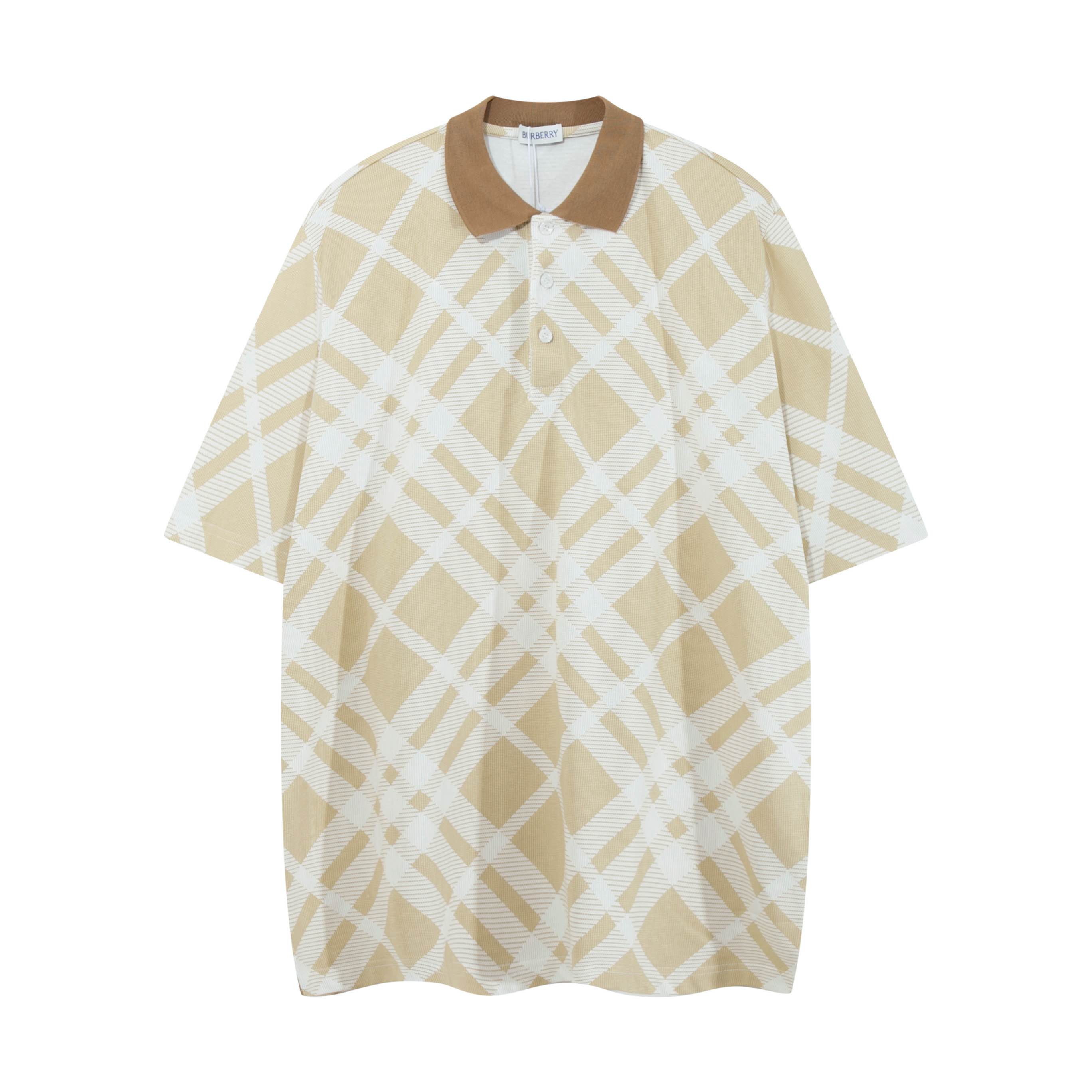 Nueva camiseta de manga corta a cuadros Burberry nueva de alta calidad. Confeccionada con tejido de malla de piqué de a…