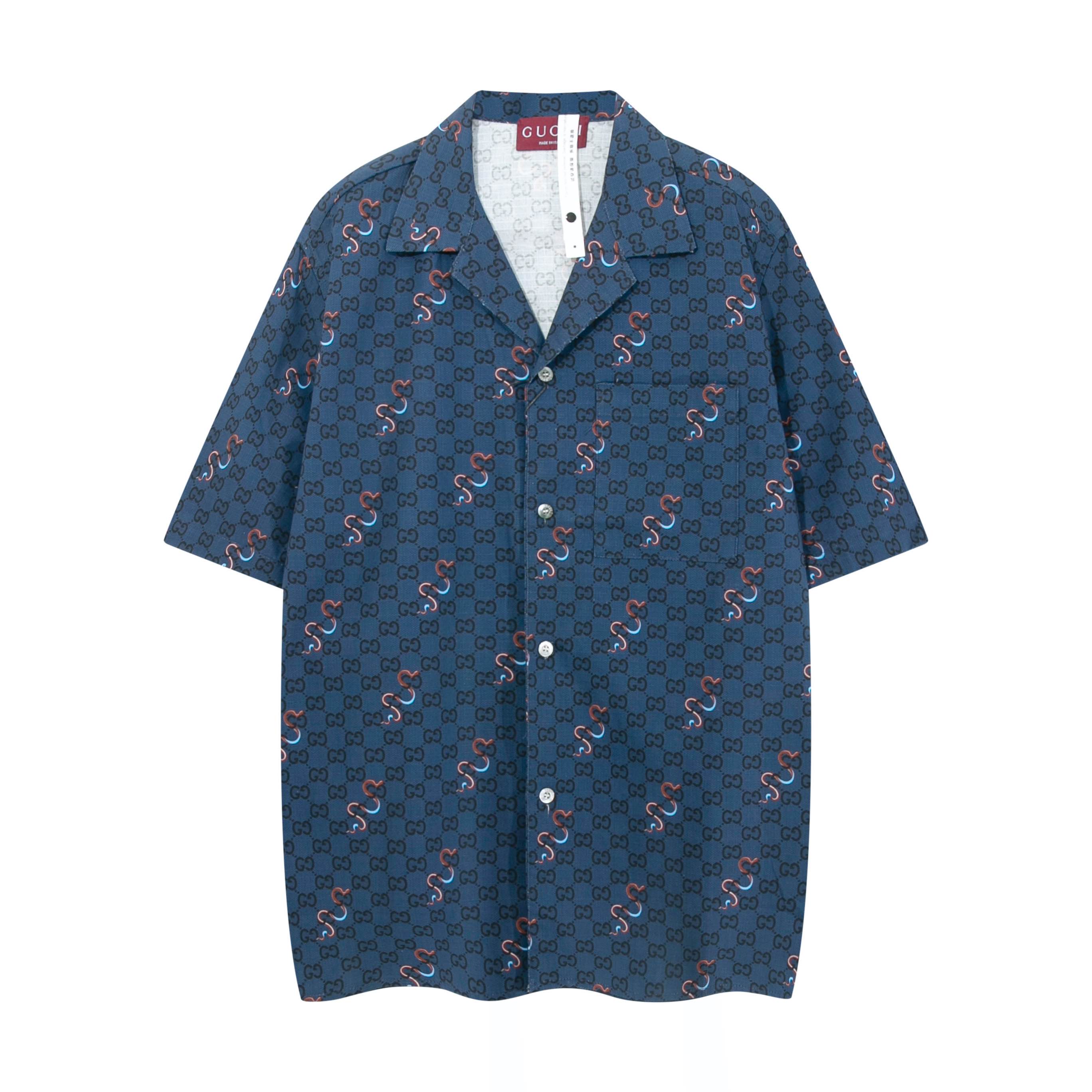 Alta calidad nueva llegada GUC camisa de algodón con estampado completo de logo y patrón de serpiente 2025ss. El patrón…