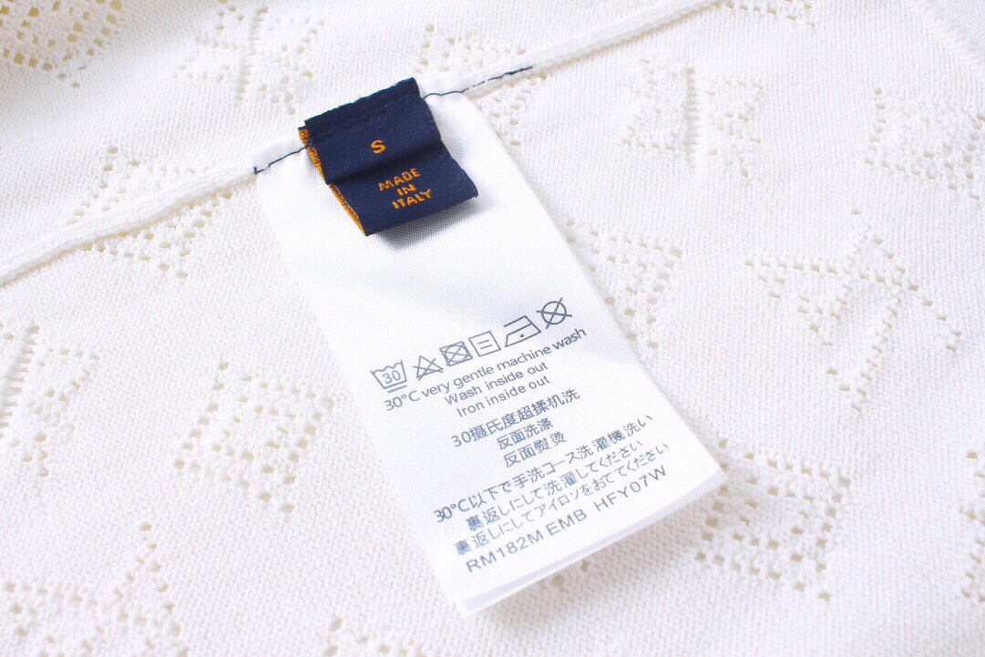 Louis Vuitton LV2024SS春夏新款镂空老花纹提花针织polo衫