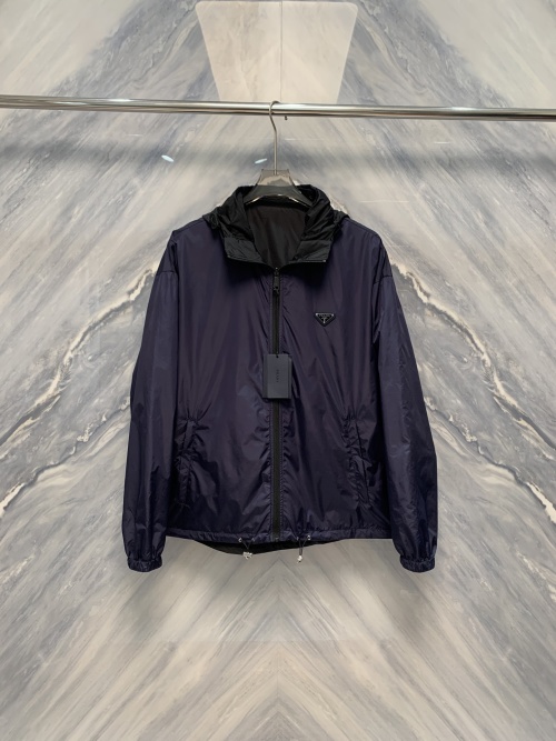 Prada Reversible Nylon Jacket - Milan Logo, Hooded, Stylish and Practical