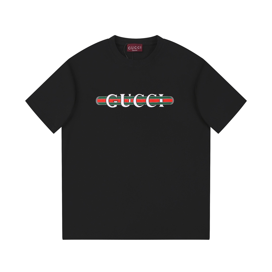 Réplica de diseñador marca
 Gucci Ropa Camiseta Diseñador réplica
 Negro Blanco Impresión Universal para hombres y mujeres Algodón punto Tejido