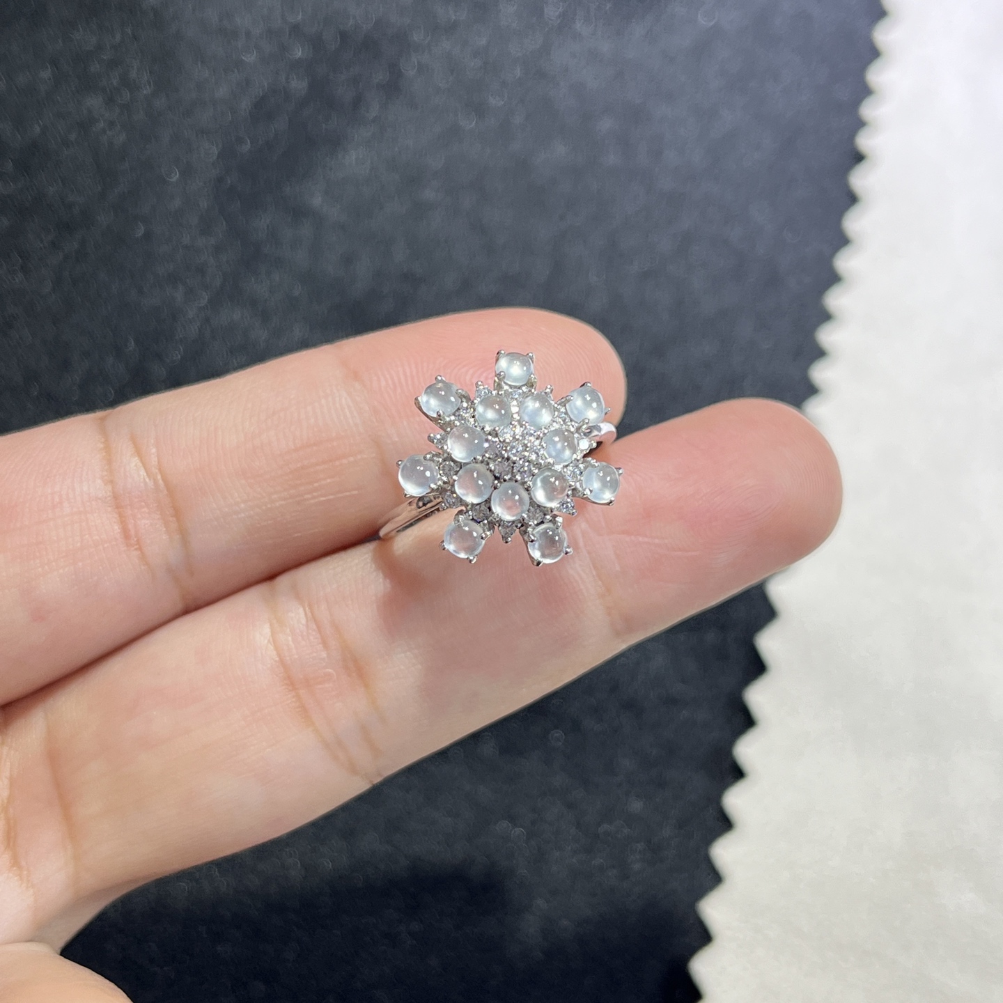 Myanmar Jade Silver-Set High-Ice Ring 2