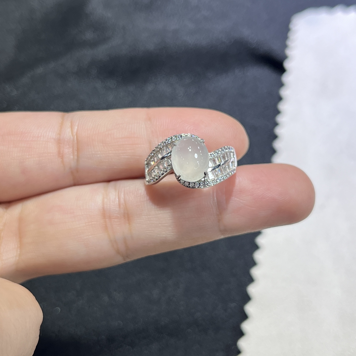 Myanmar Jade Silver-Inlay Ring 2