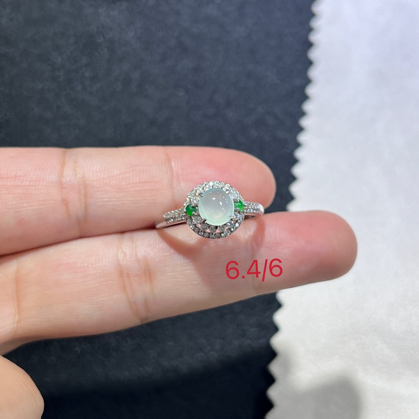 Myanmar Jade Silver-Inlaid Ring
