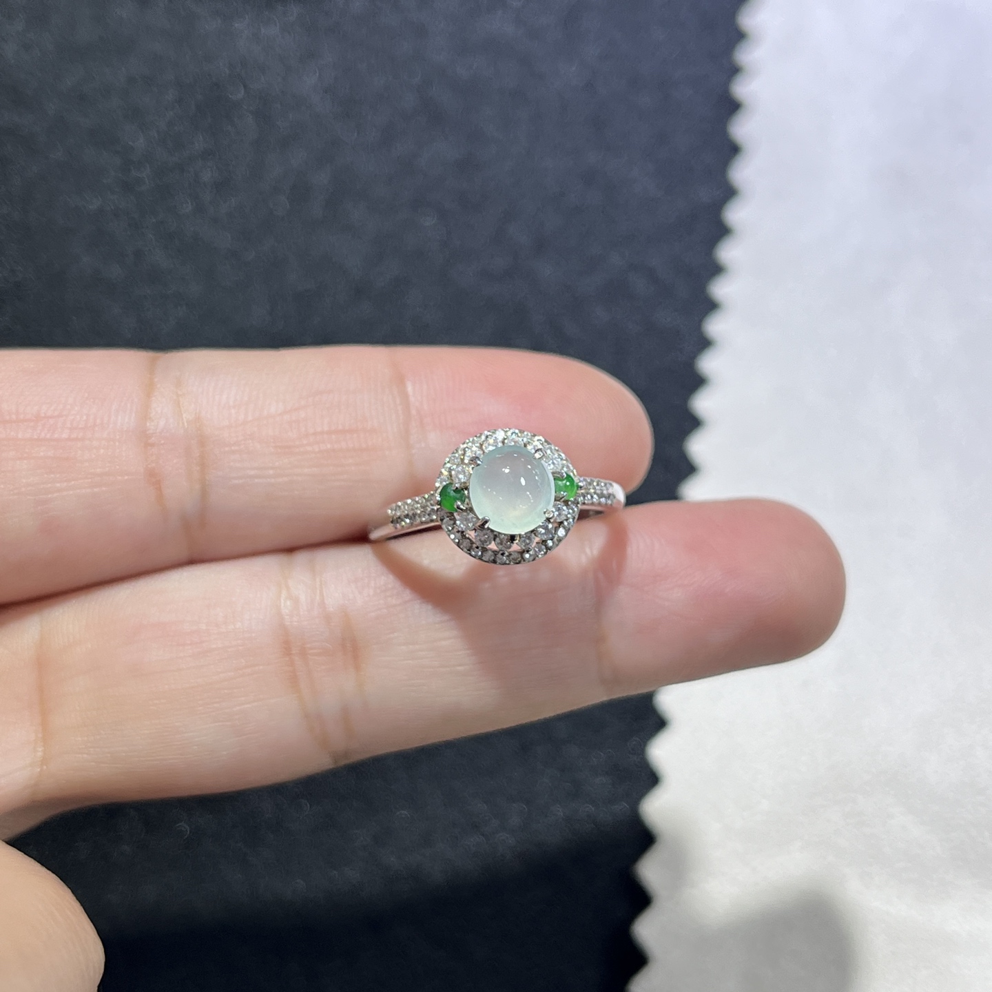 Myanmar Jade Silver-Inlay Ring 2