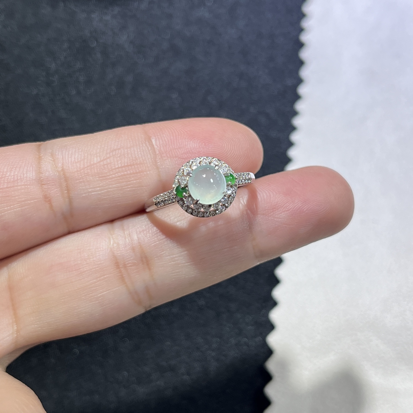 Myanmar Jade Silver-Inlay Ring 3