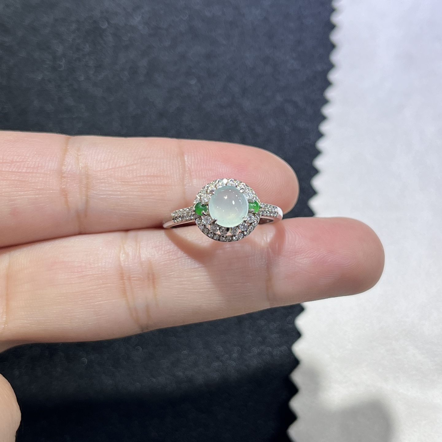 Myanmar Jade Silver-Inlay Ring 4