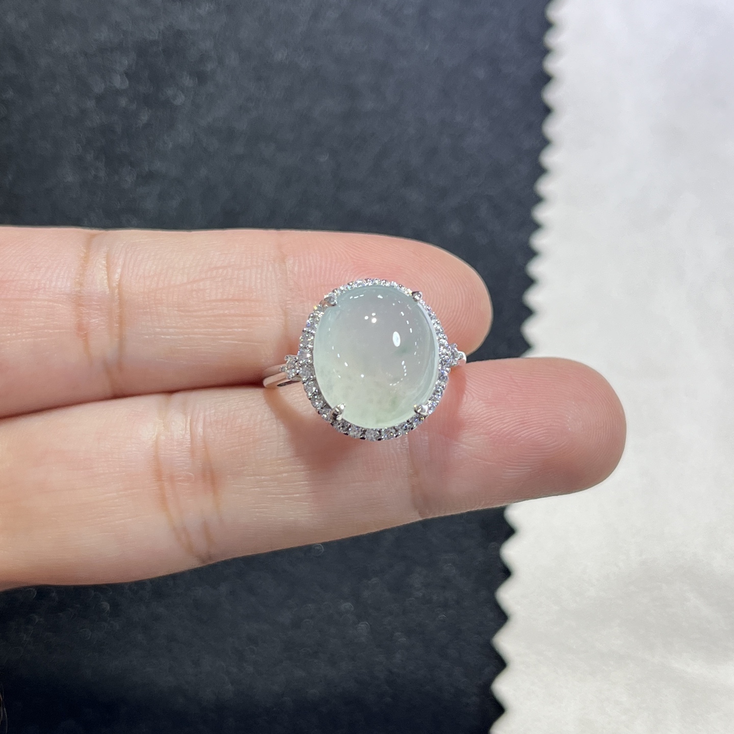 Myanmar Jade Silver-Inlay Ring 2