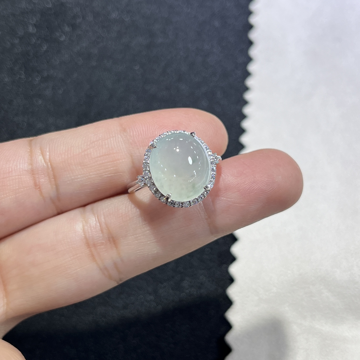 Myanmar Jade Silver-Inlay Ring 4