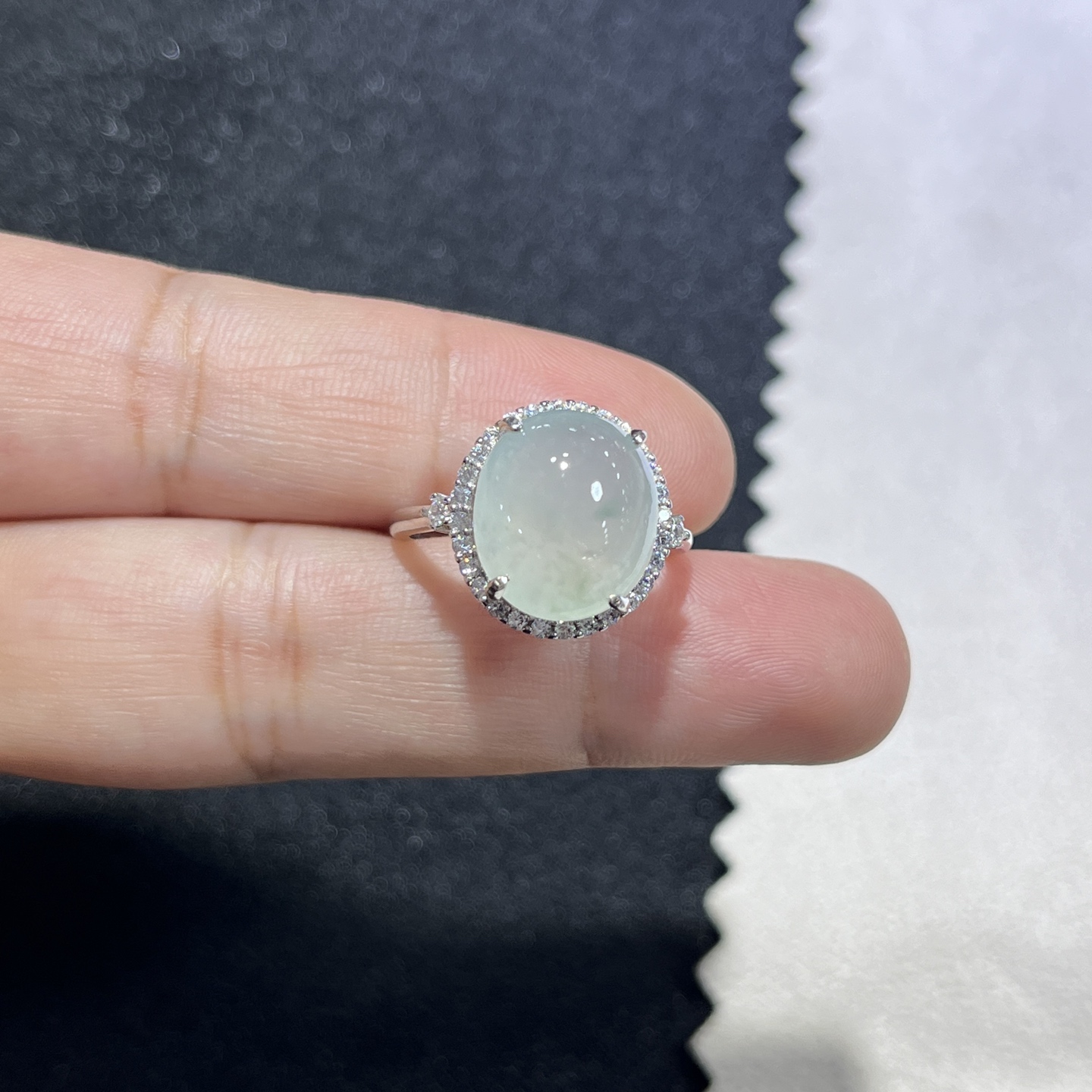 Myanmar Jade Silver-Inlay Ring 3