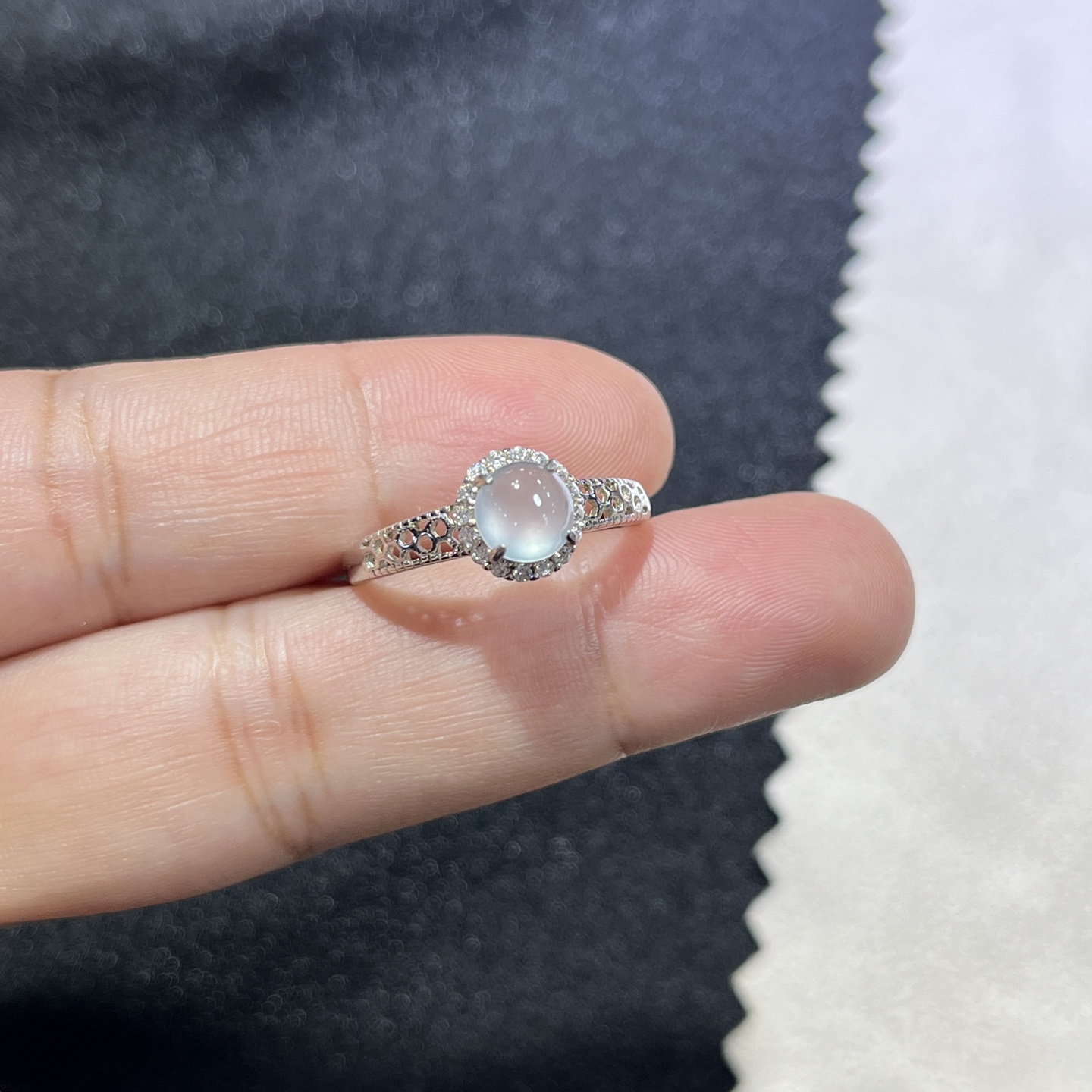 Myanmar Jade Silver-Set High-Ice Ring 3