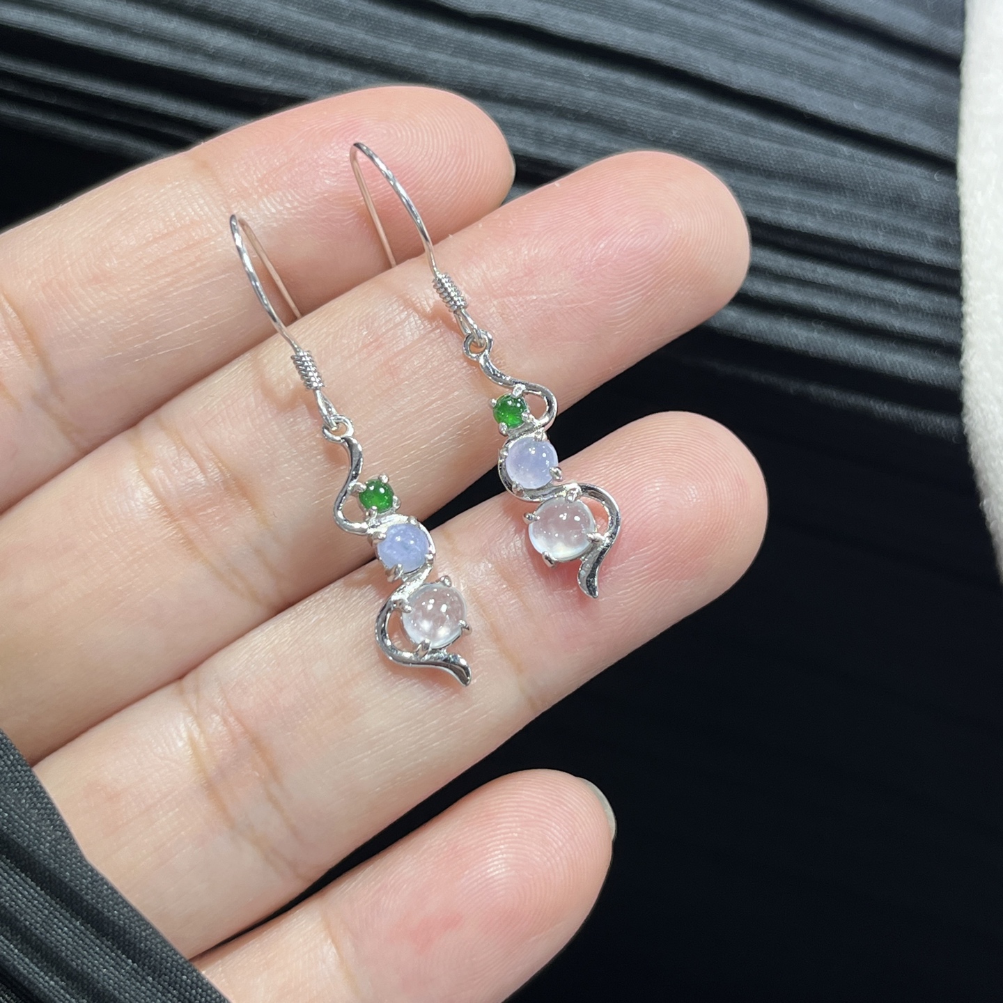 Myanmar Jade Silver-Inlaid Elegant Earrings