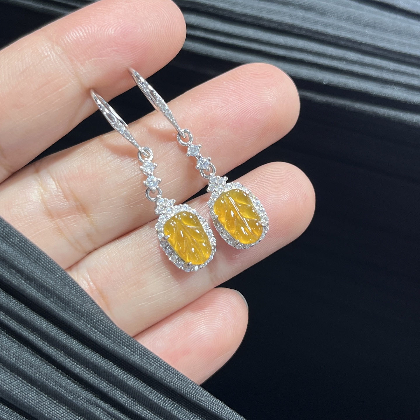 Myanmar Jade Silver-Inlaid Elegant Earrings
