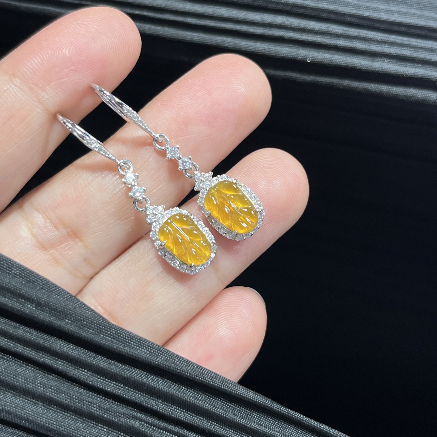 Elegant Silver-Set Burmese Jade Earrings 2