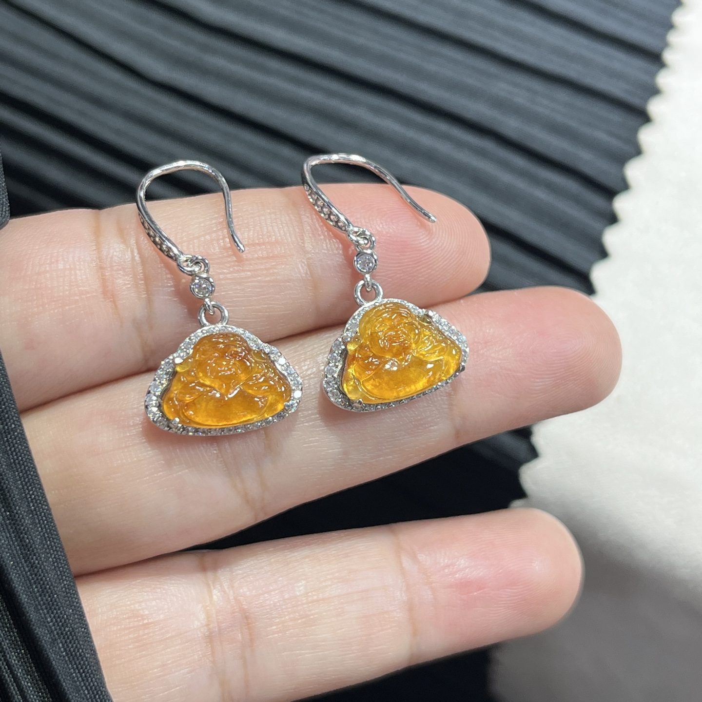 Elegant Silver-Set Burmese Jade Earrings 2