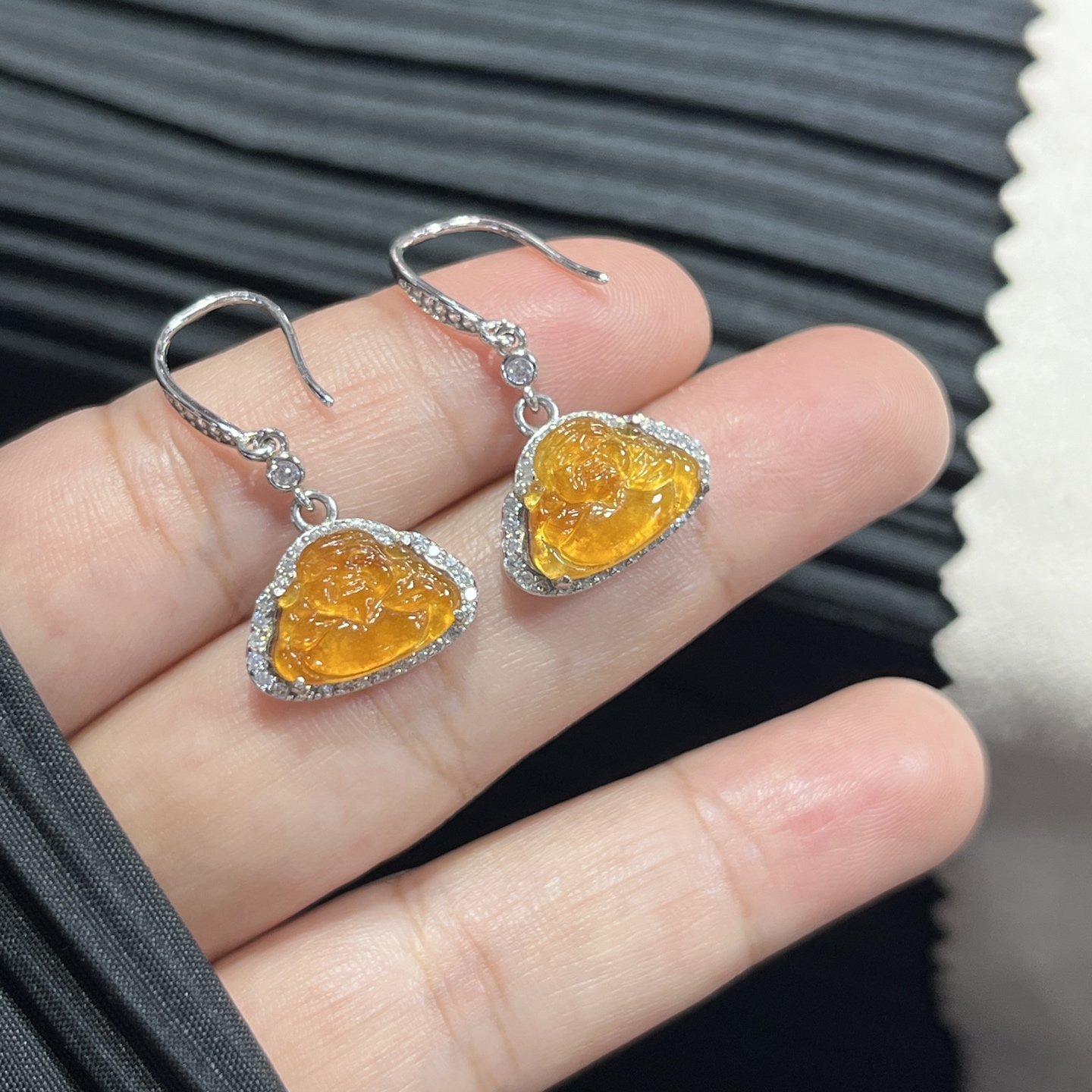 Elegant Silver-Set Burmese Jade Earrings 3