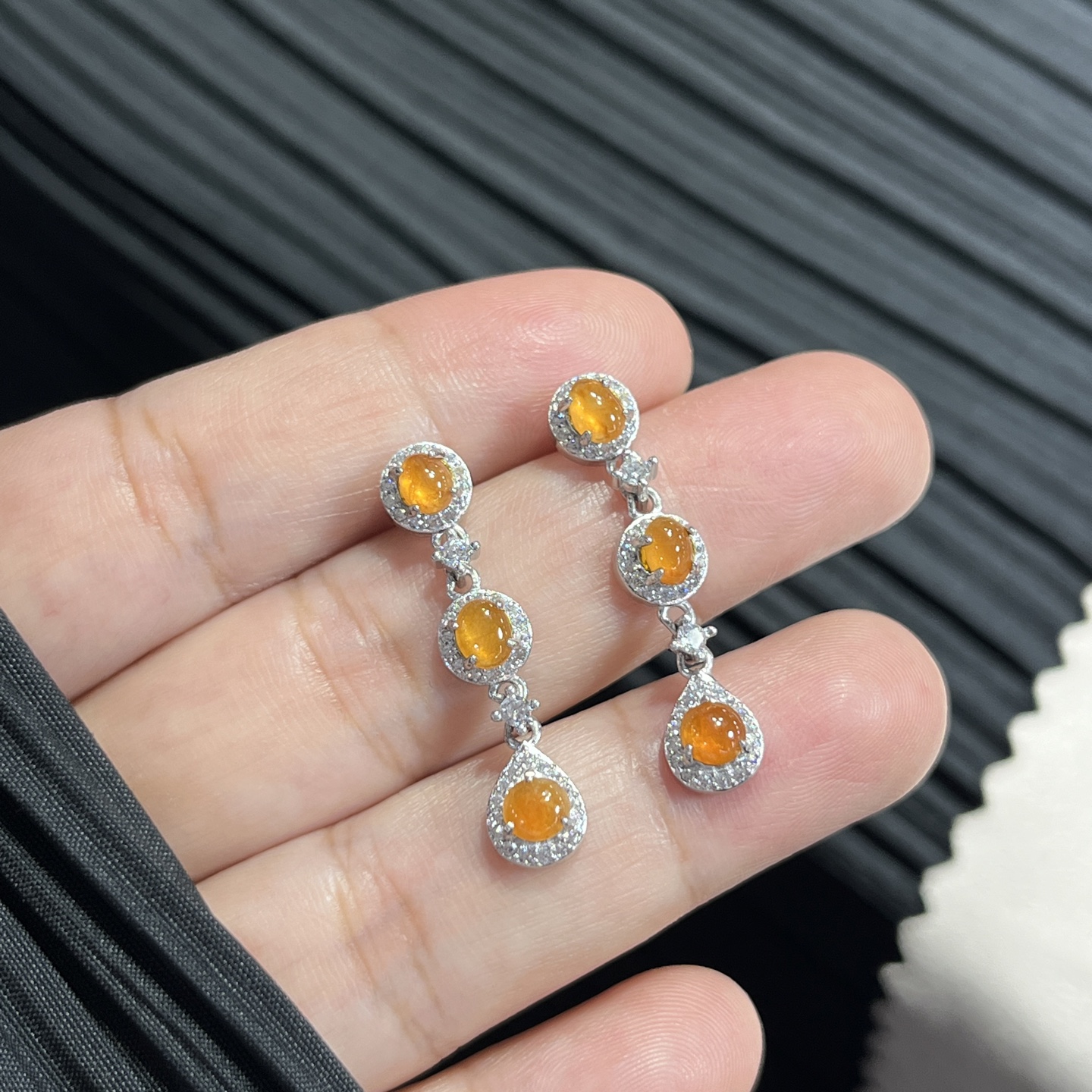 Myanmar Jade Silver-Inlaid Elegant Earrings