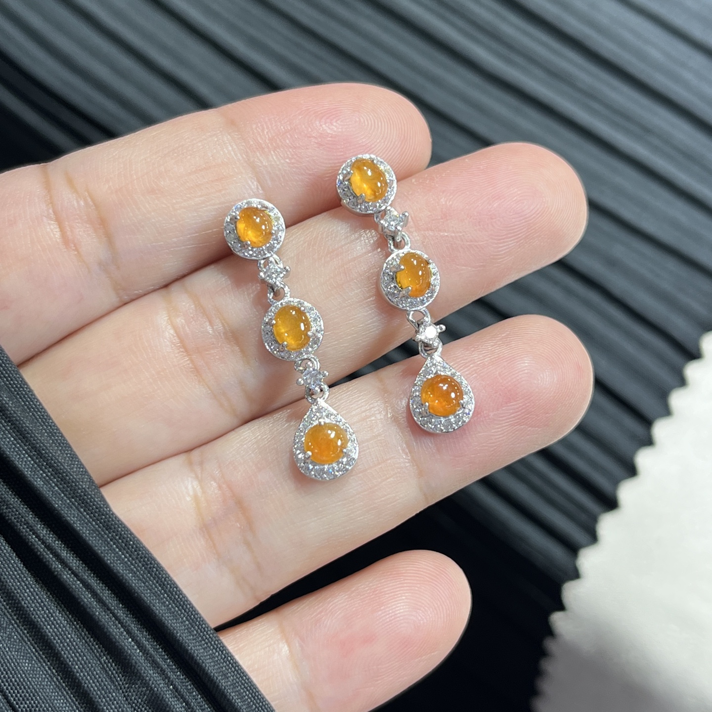 Elegant Silver-Set Burmese Jade Earrings 2