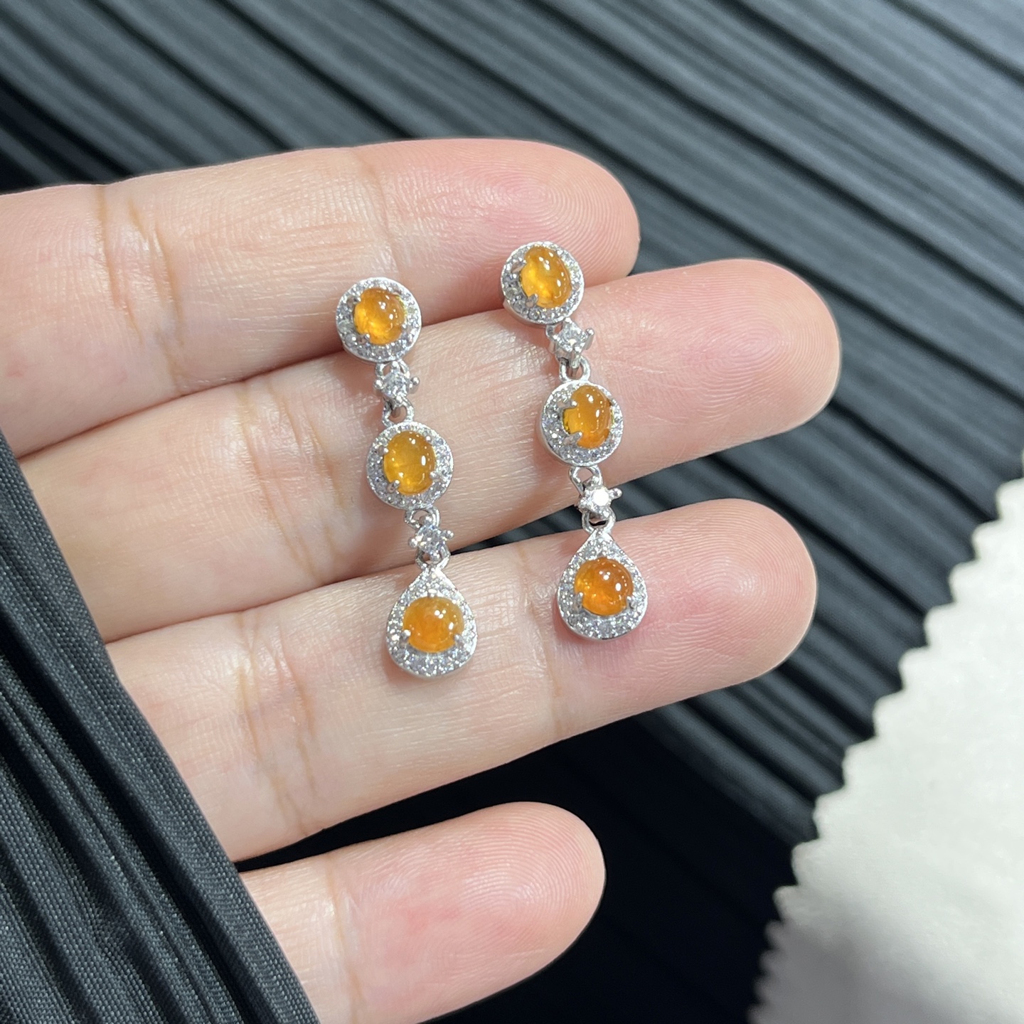 Elegant Silver-Set Burmese Jade Earrings 4