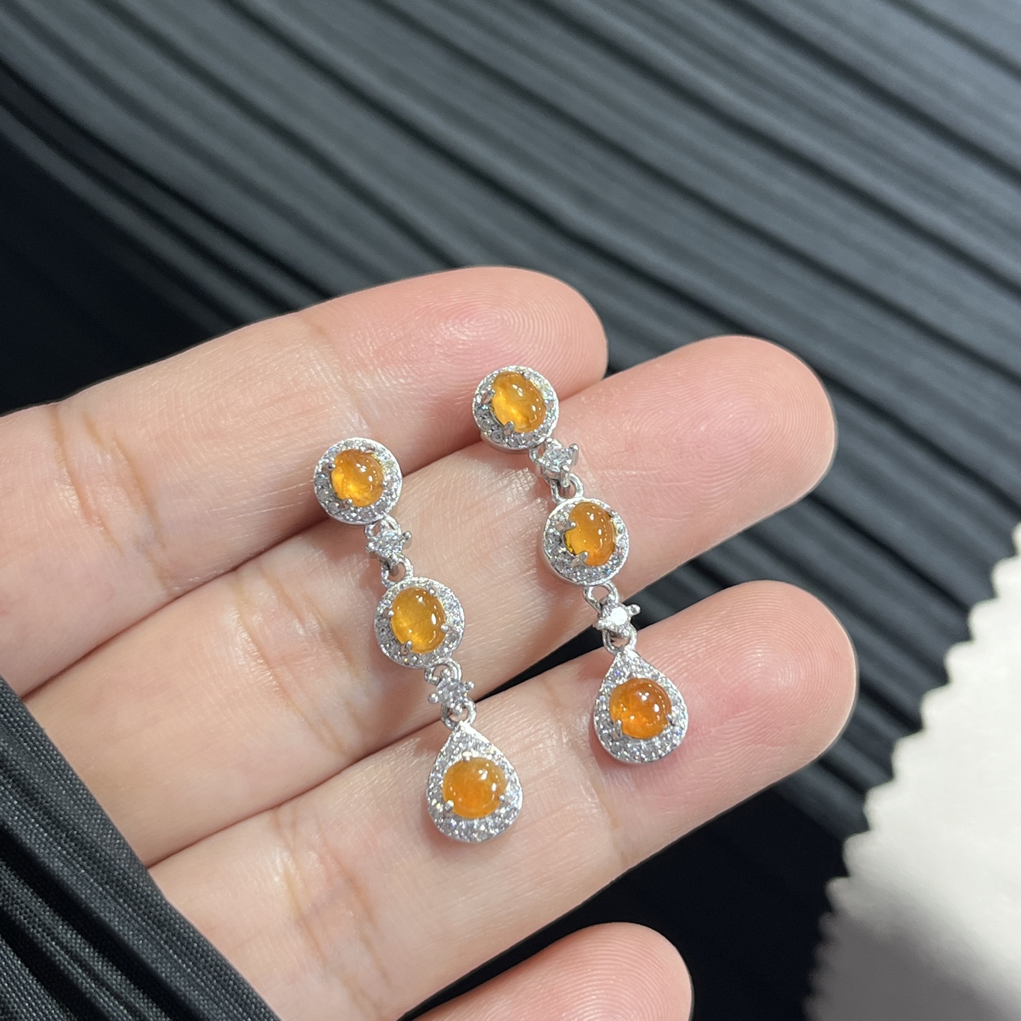 Elegant Silver-Set Burmese Jade Earrings 3